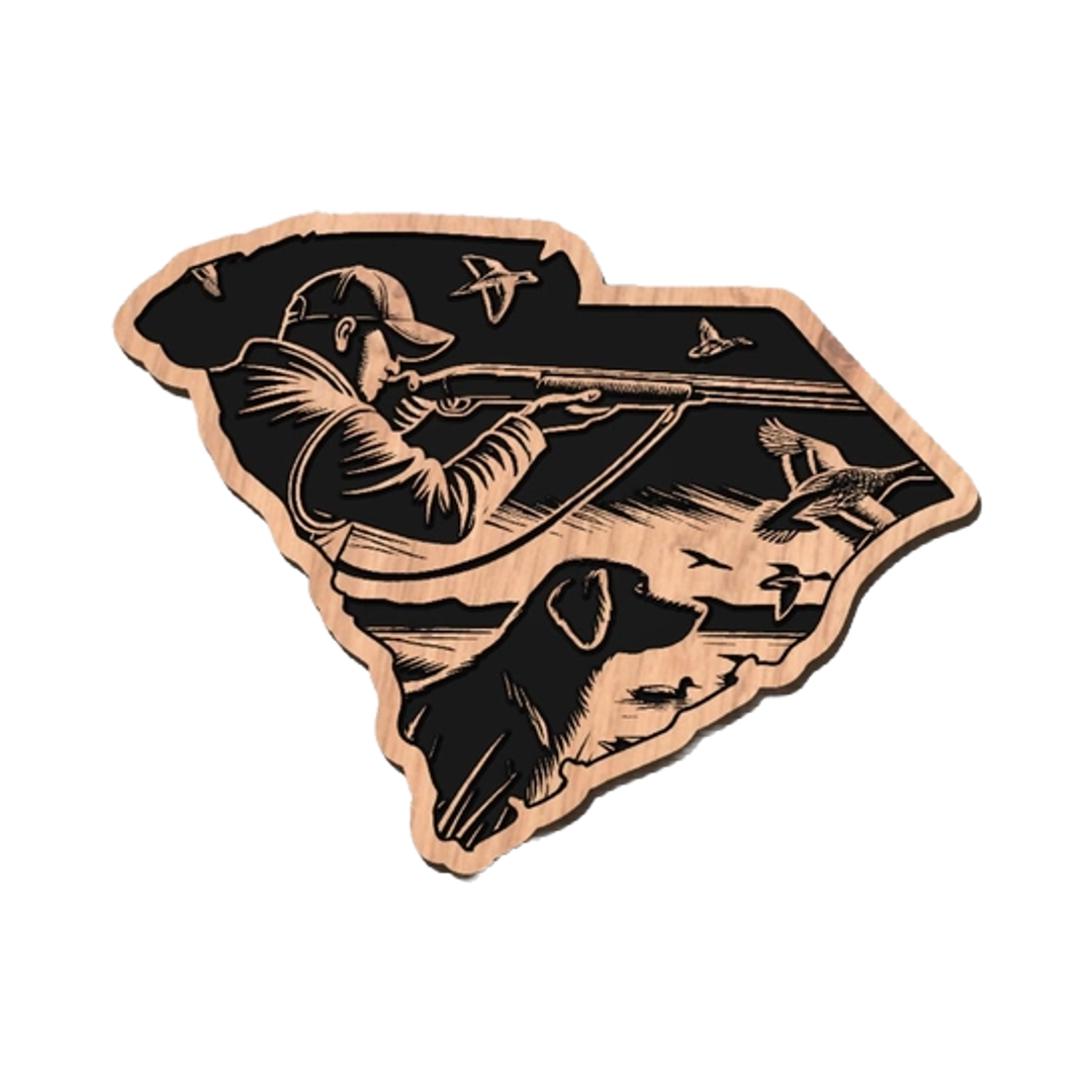 South Carolina Duck Hunting detail view, ready for laser cutting and CNC routing