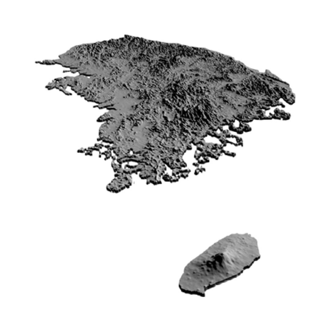 South Korea 3D Topographic design preview, countries & world