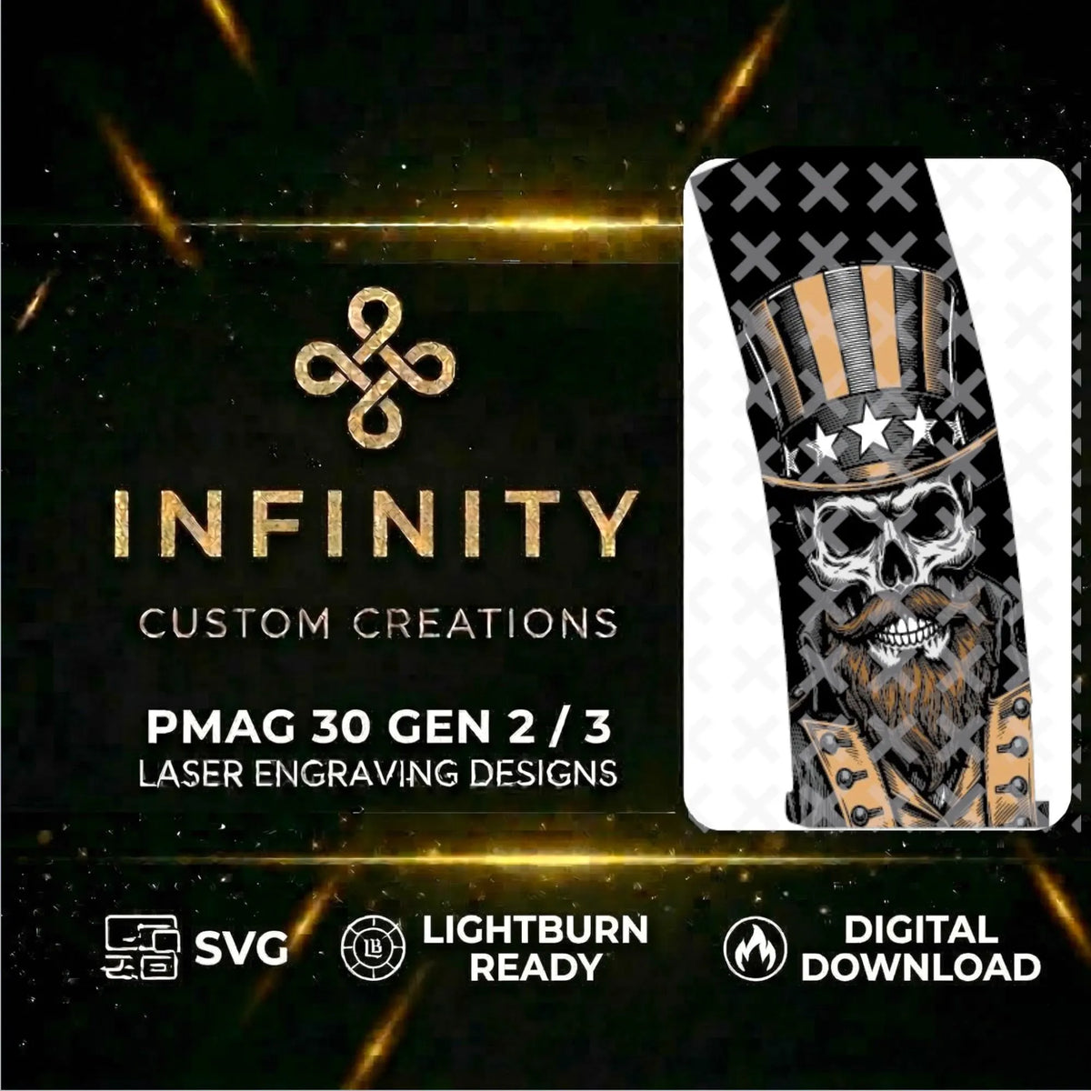 Stay Strapped or Get Clapped MAG Fiber Laser Engraving Design design preview, pmag designs