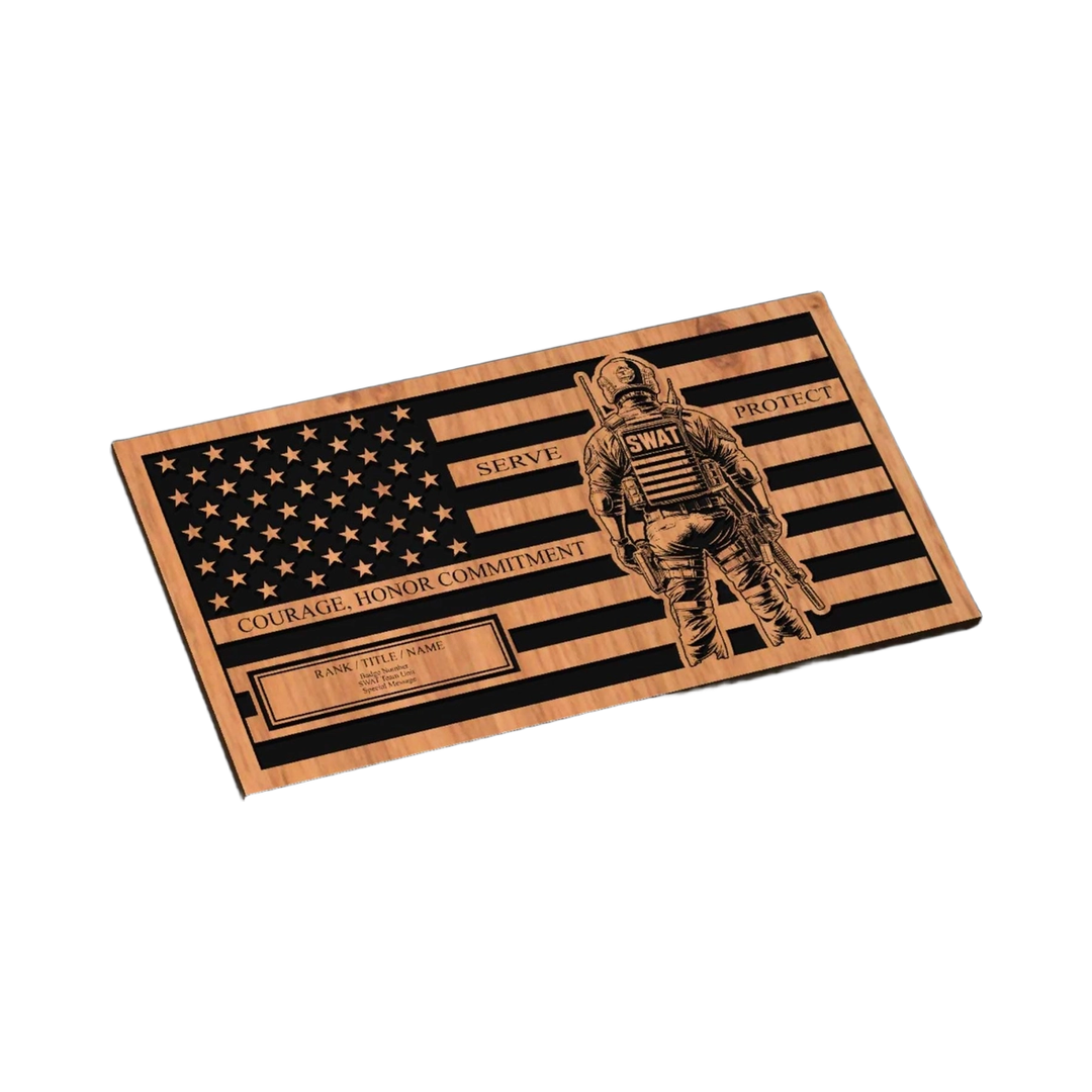 SWAT Team U.S. Flag SVG file for laser cutting and CNC routing, LightBurn and Vectric ready