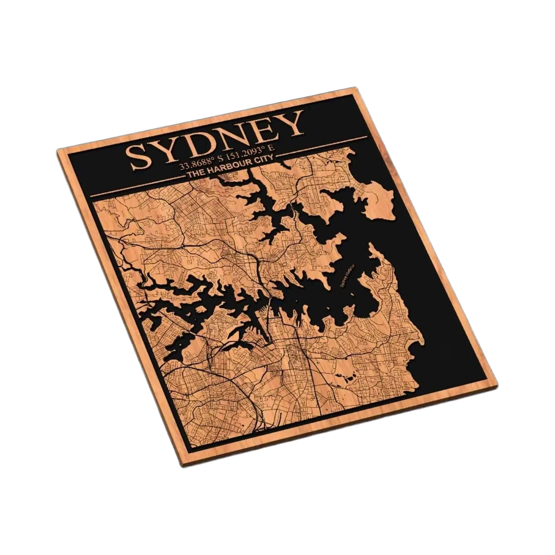 Sydney, Australia City Map SVG file for laser cutting and CNC routing, LightBurn and Vectric ready