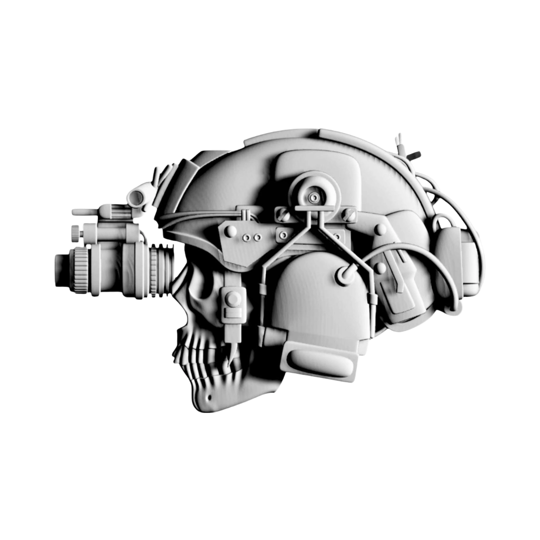Tactical Skull STL file for 3D printing and CNC routing, LightBurn and Vectric ready