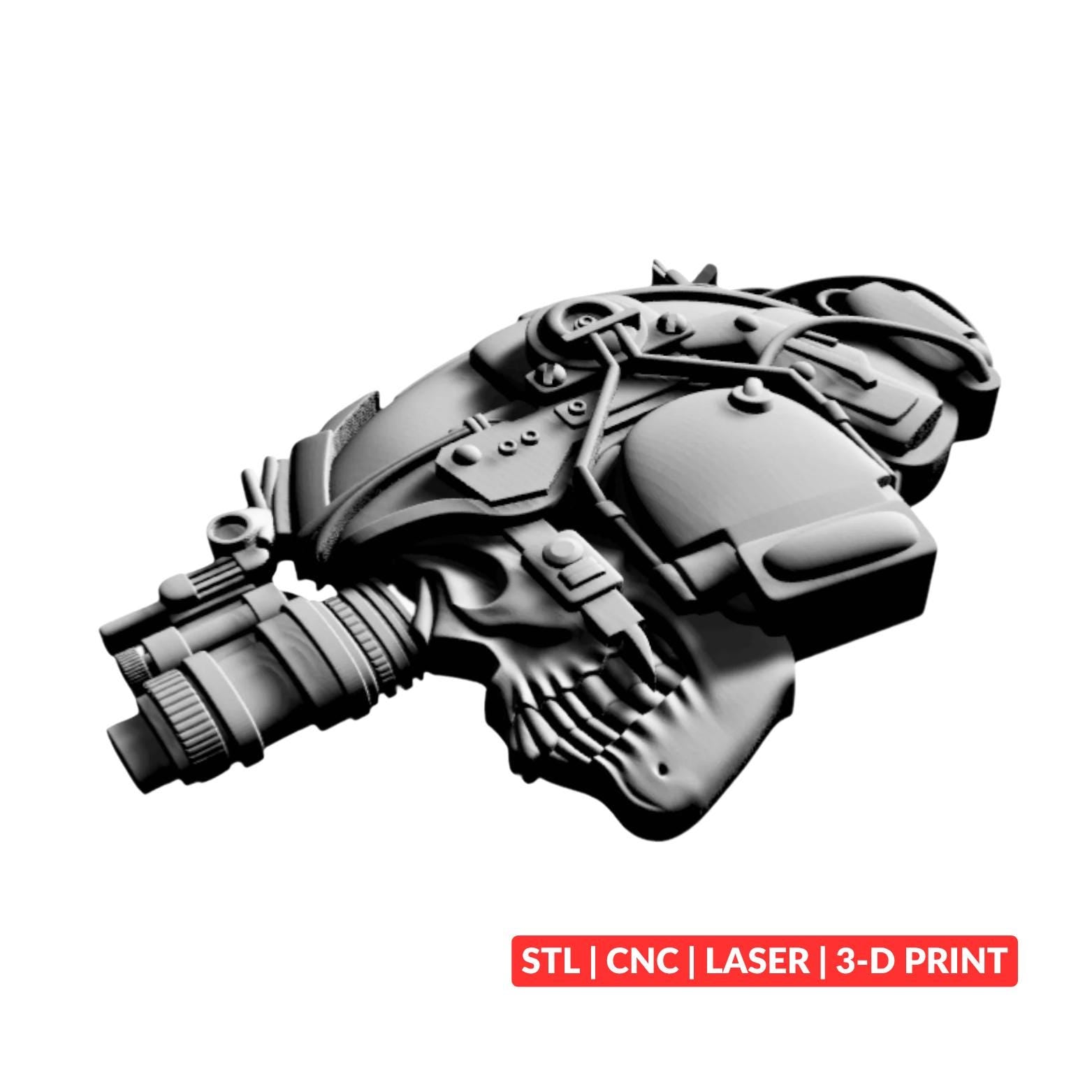 Tactical Skull detail view, ready for 3D printing and CNC routing