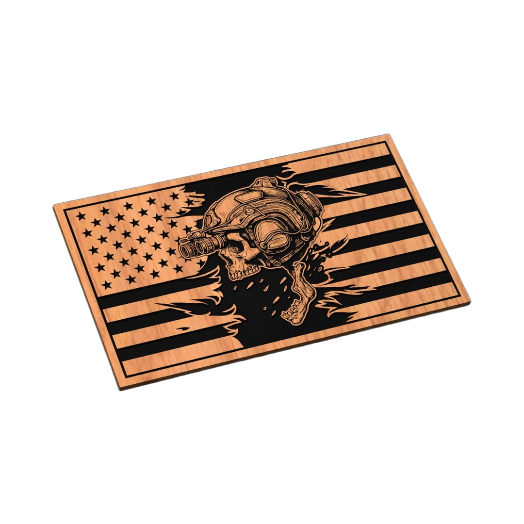 Tactical Skull American Flag SVG file for laser cutting and CNC routing, LightBurn and Vectric ready