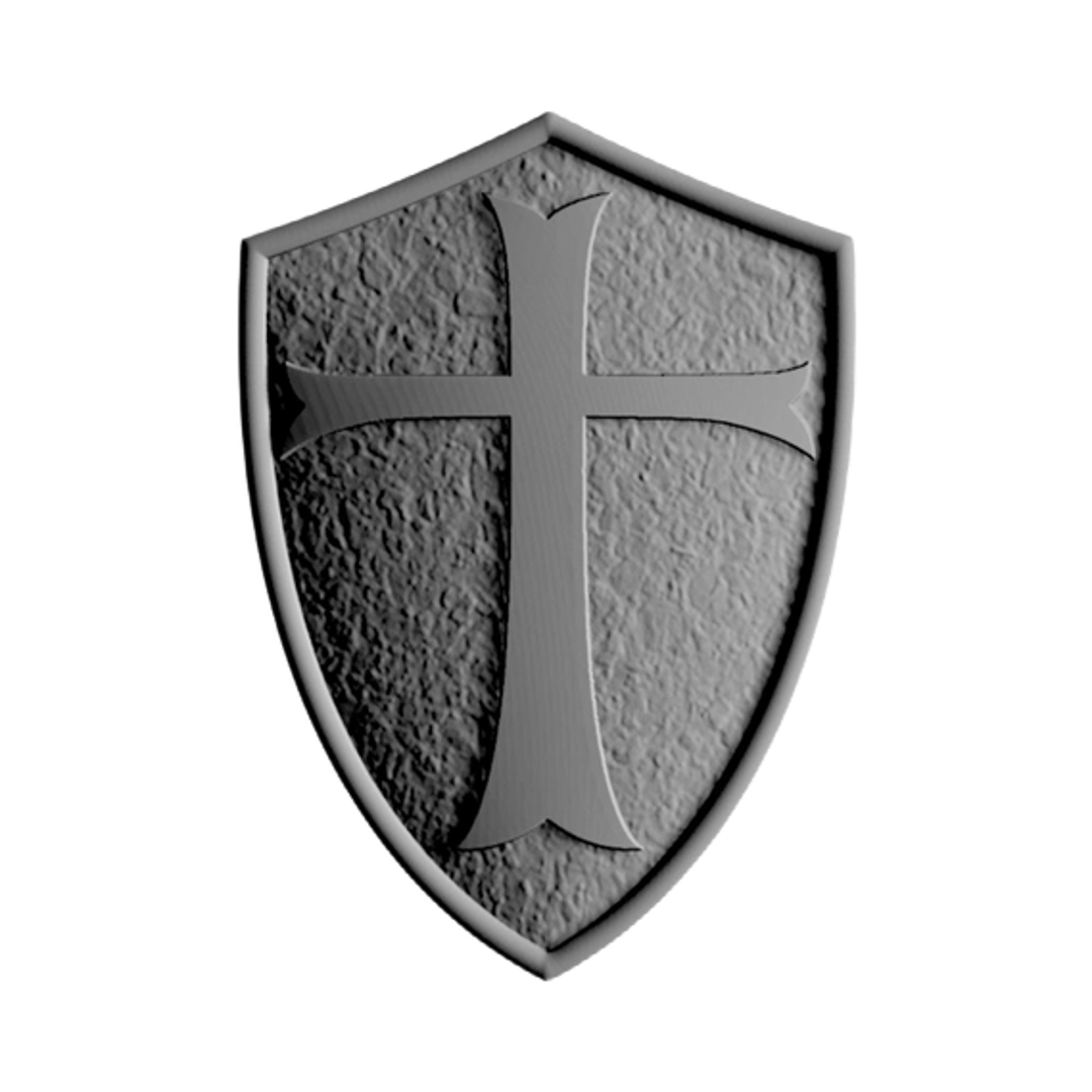 Templar Shield STL file for 3D printing and CNC routing, LightBurn and Vectric ready