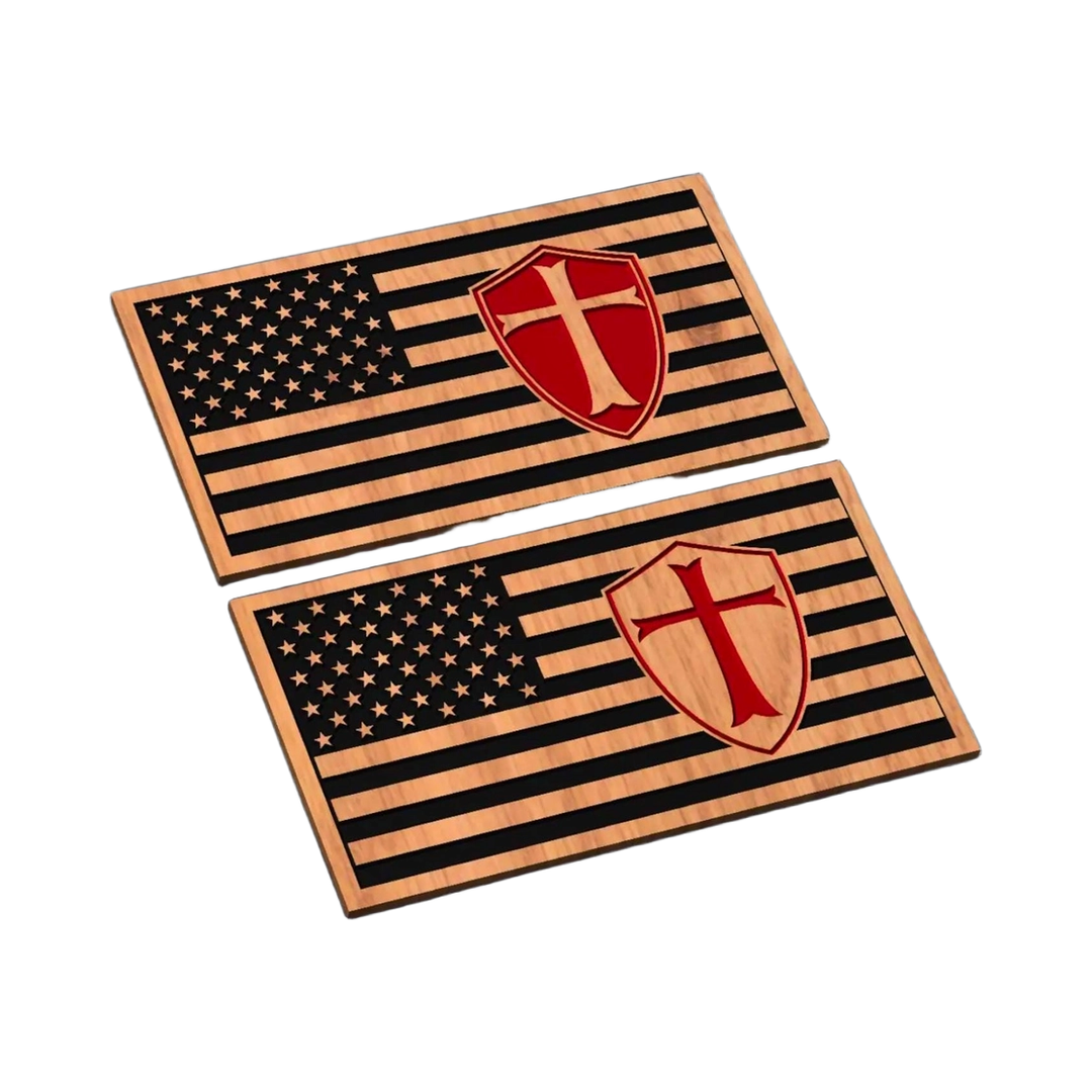 Templar Shield Flag SVG file for laser cutting and CNC routing, LightBurn and Vectric ready
