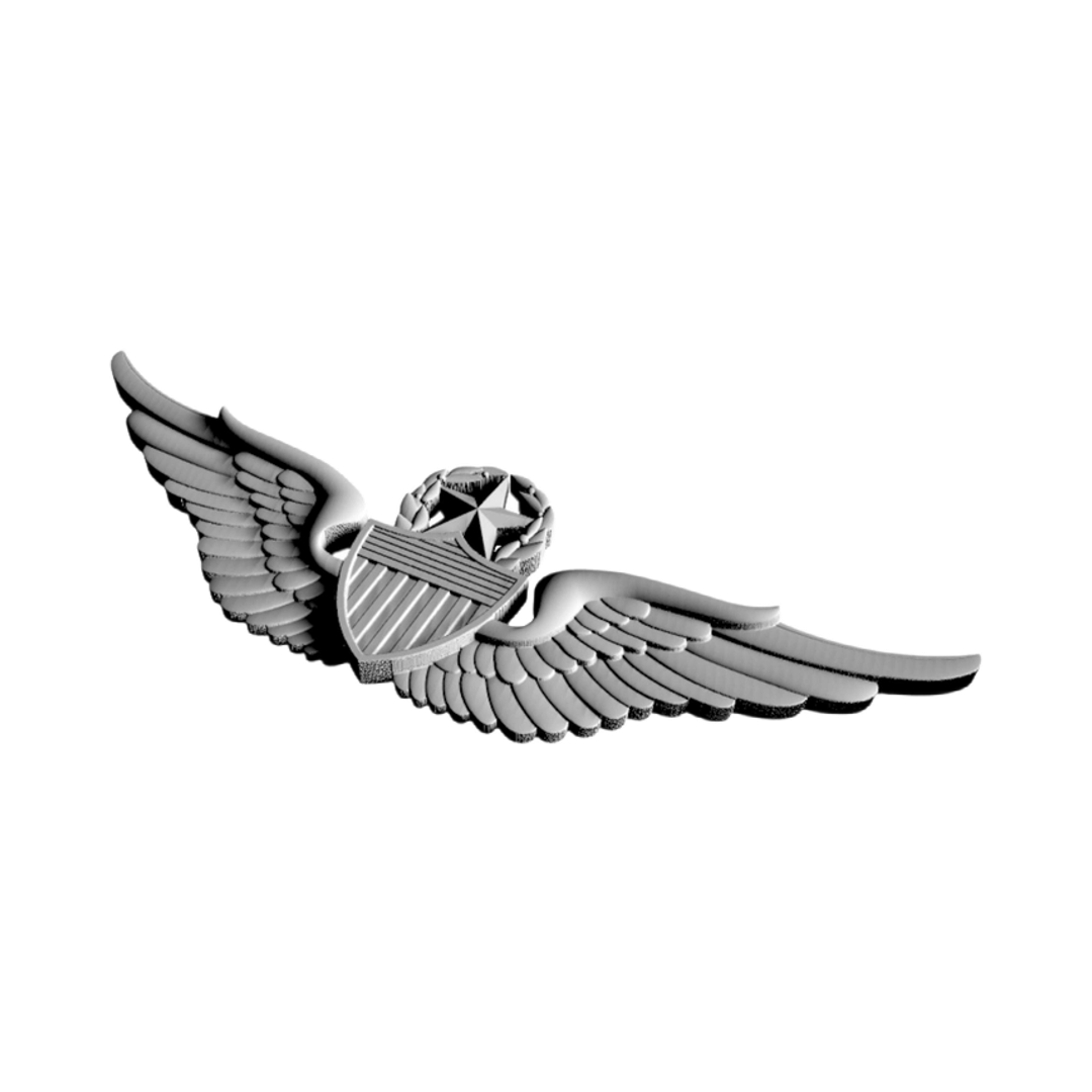 U.S. Aviation Wings (Master) detail view, ready for 3D printing and CNC routing