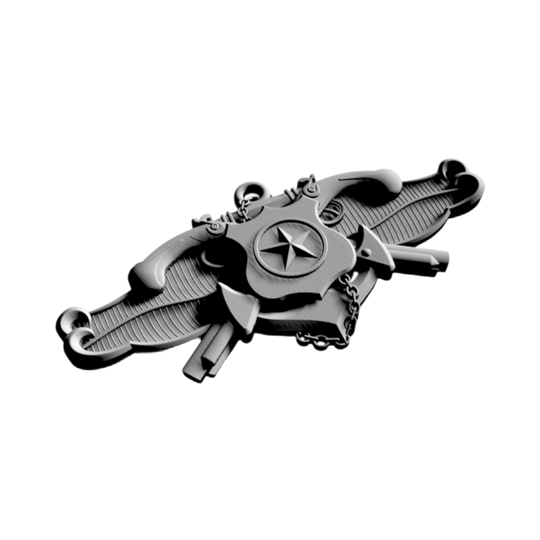 U.S. Navy Security Force (NSF) Senior Specialist detail view, ready for 3D printing and CNC routing