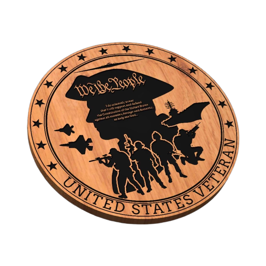 US Military Veteran SVG file for laser cutting and CNC routing, LightBurn and Vectric ready