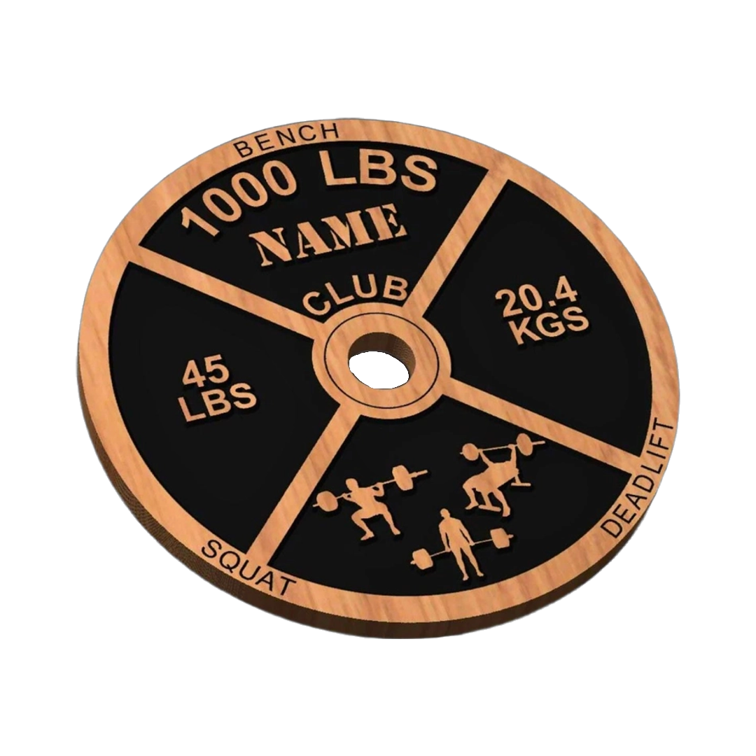 1000 Pound Club Weight Plate SVG file for laser cutting and CNC routing, LightBurn and Vectric ready