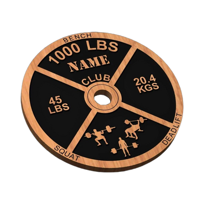 1000 Pound Club Weight Plate SVG file for laser cutting and CNC routing, LightBurn and Vectric ready