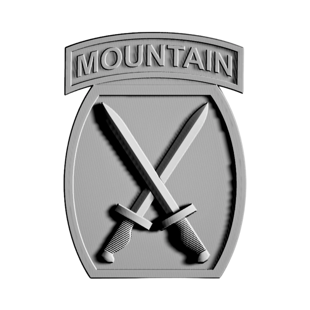 10th Mountain Division STL file for 3D printing and CNC routing, LightBurn and Vectric ready