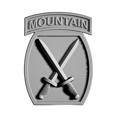 10th Mountain Division STL file for 3D printing and CNC routing, LightBurn and Vectric ready