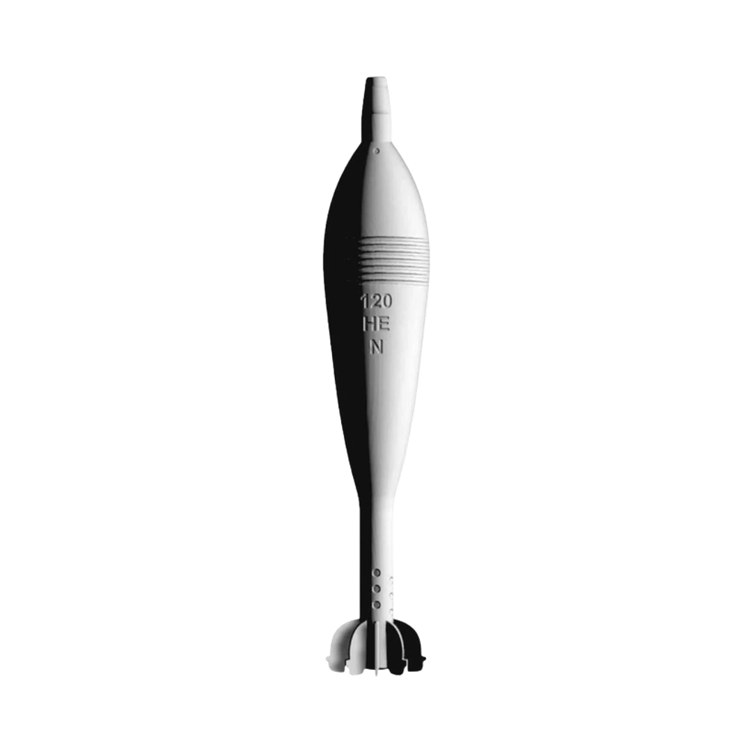 120mm Mortar Round STL file for 3D printing and CNC routing, LightBurn and Vectric ready