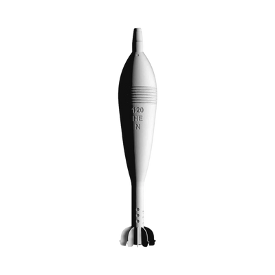 120mm Mortar Round STL file for 3D printing and CNC routing, LightBurn and Vectric ready