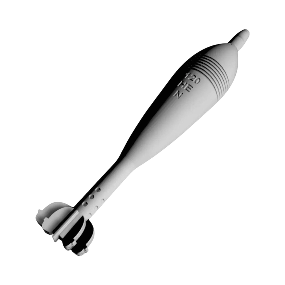 120mm Mortar Round detail view, ready for 3D printing and CNC routing
