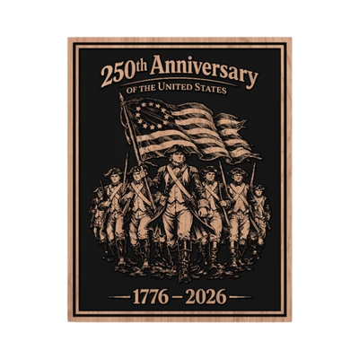 1776-2026 USA 250th Anniversary Patriotic detail view, ready for laser cutting and CNC routing