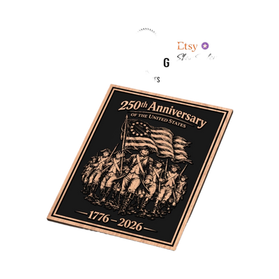 1776-2026 USA 250th Anniversary Patriotic detail view, ready for laser cutting and CNC routing