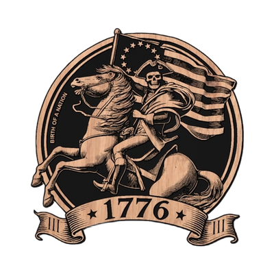 1776 Patriot Rider detail view, ready for laser cutting and CNC routing