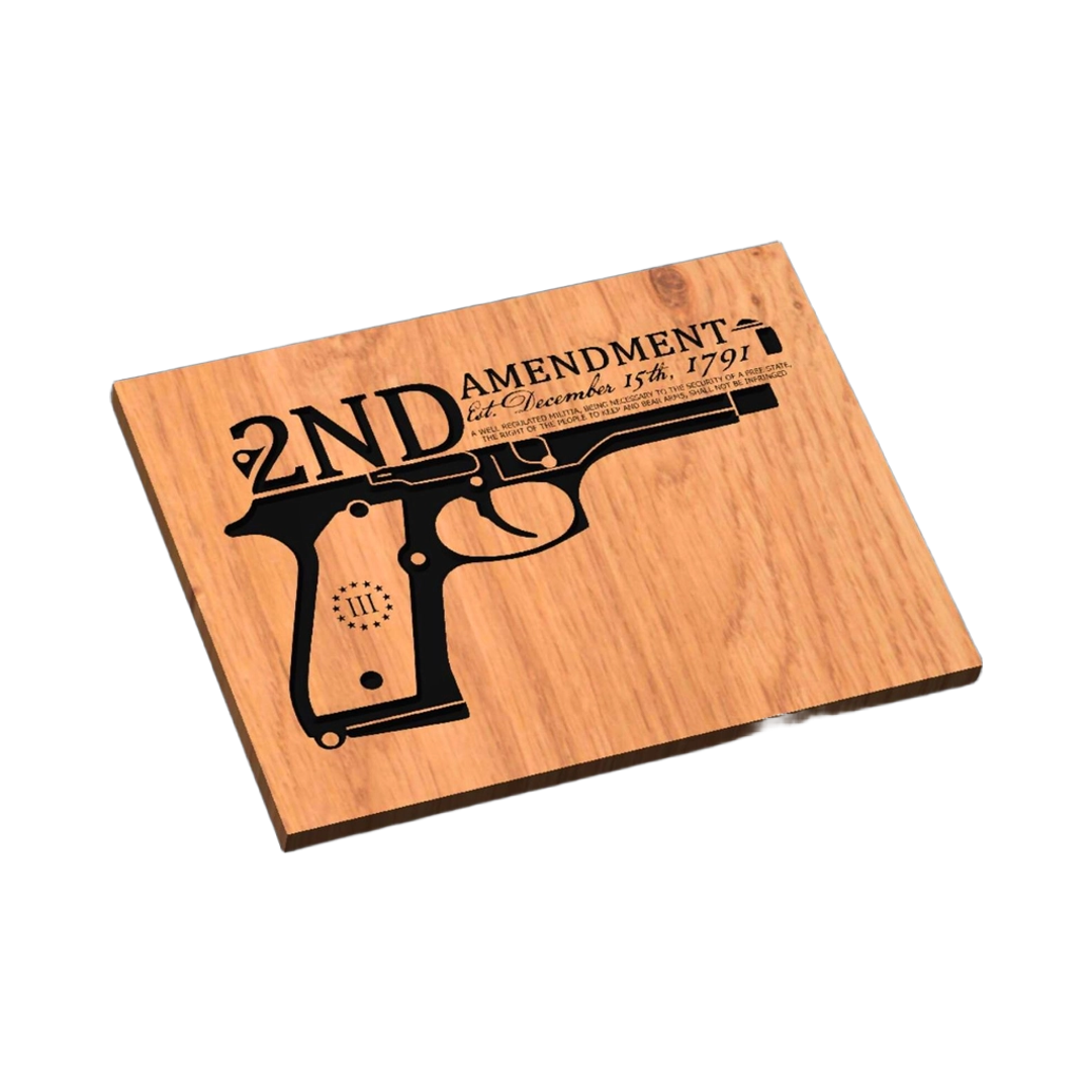 2nd Amendment Pistol SVG file for laser cutting and CNC routing, LightBurn and Vectric ready