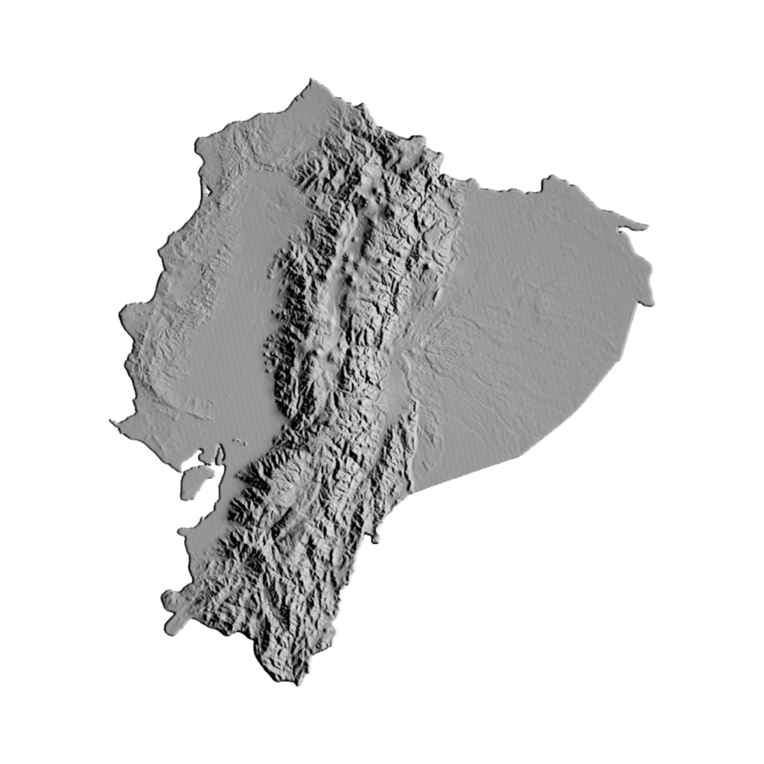 Ecuador Terrain Map STL file for 3D printing and CNC routing, LightBurn and Vectric ready