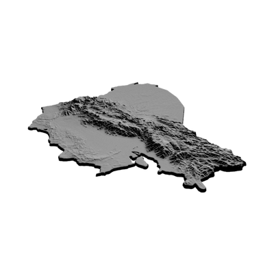 Ecuador Terrain Map detail view, ready for 3D printing and CNC routing