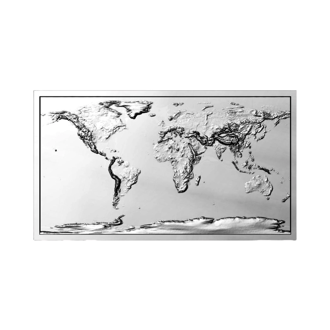 Global Terrain Map STL file for 3D printing and CNC routing, LightBurn and Vectric ready