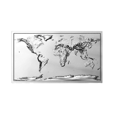 Global Terrain Map STL file for 3D printing and CNC routing, LightBurn and Vectric ready