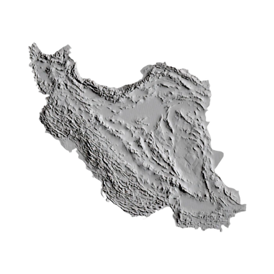 Iran (Persia) Terrain Map STL file for 3D printing and CNC routing, LightBurn and Vectric ready
