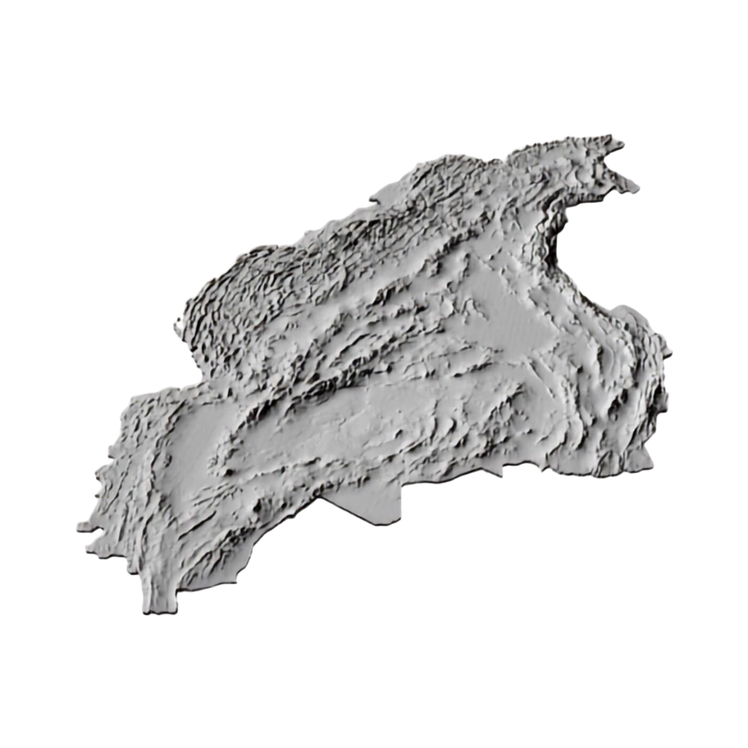 Iran (Persia) Terrain Map detail view, ready for 3D printing and CNC routing
