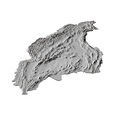 Iran (Persia) Terrain Map detail view, ready for 3D printing and CNC routing