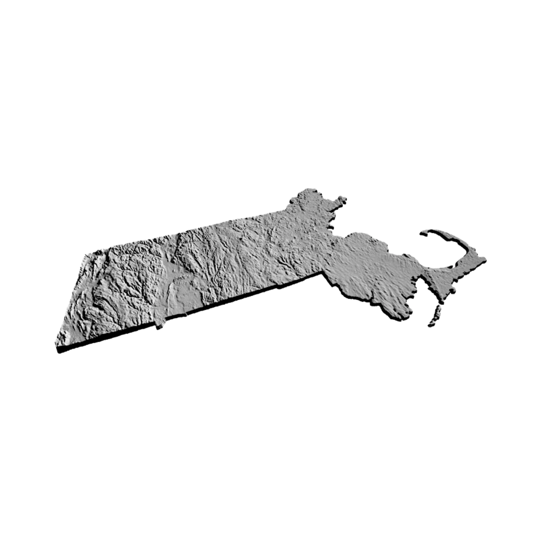 Massachusetts Terrain Map design preview, us states