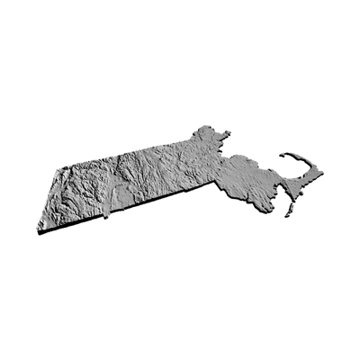 Massachusetts Terrain Map design preview, us states