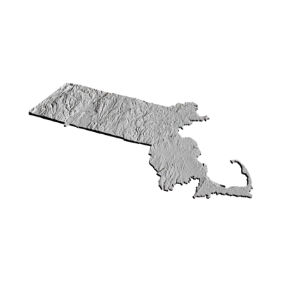 Massachusetts Terrain Map detail view, ready for 3D printing and CNC routing