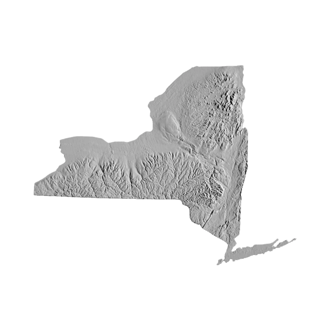 New York Terrain Map STL file for 3D printing and CNC routing, LightBurn and Vectric ready