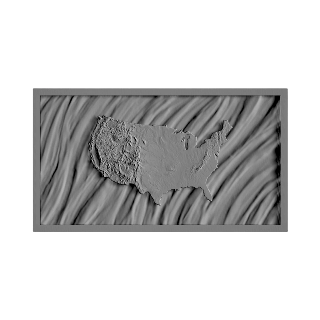U.S. Terrain Wavy Flag detail view, ready for 3D printing and CNC routing