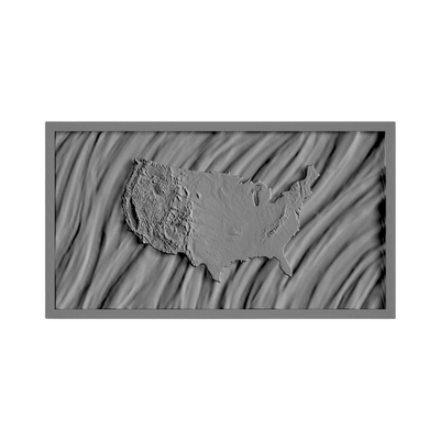 U.S. Terrain Wavy Flag detail view, ready for 3D printing and CNC routing