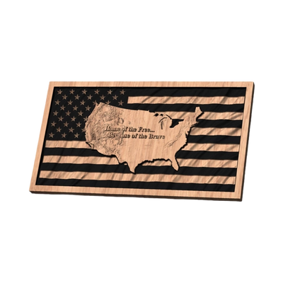 3D United States Terrain Wavy Flag (How-To Video Included) STL file included with instant download