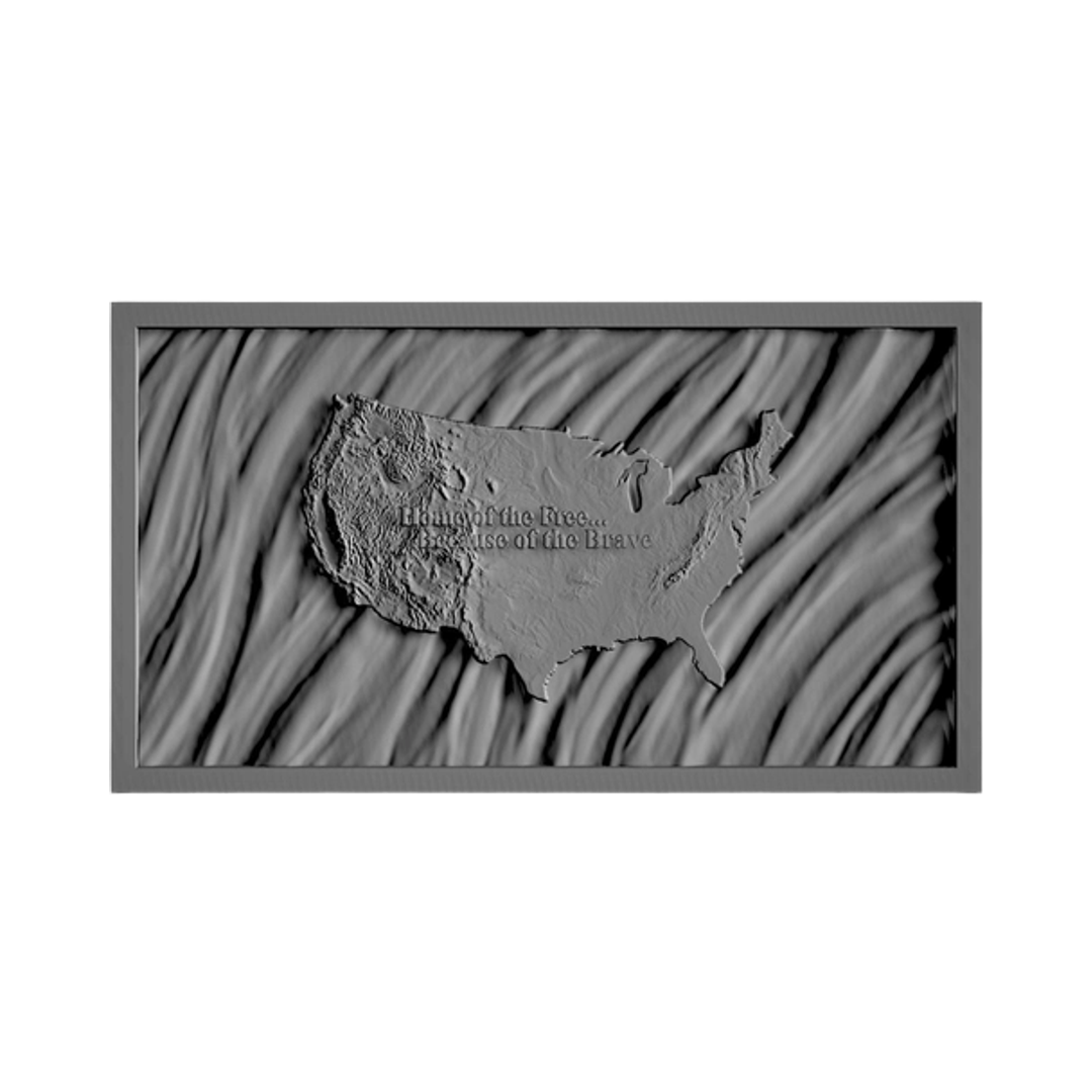 3D United States Terrain Wavy Flag (How-To Video Included) compatible with LightBurn and Vectric