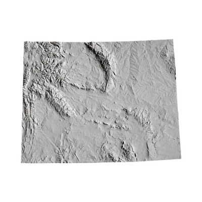 Wyoming Terrain Map STL file for 3D printing and CNC routing, LightBurn and Vectric ready