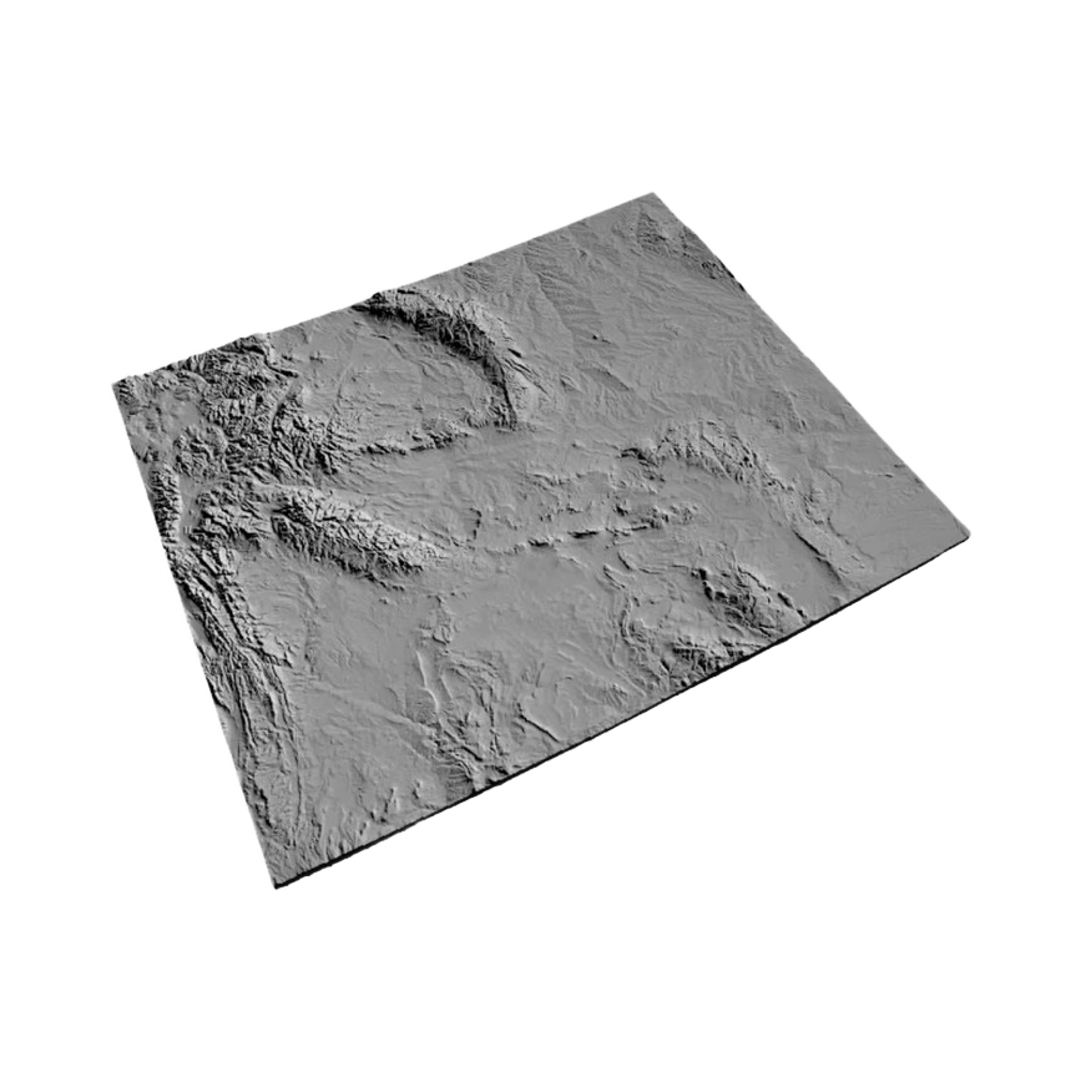 Wyoming Terrain Map detail view, ready for 3D printing and CNC routing