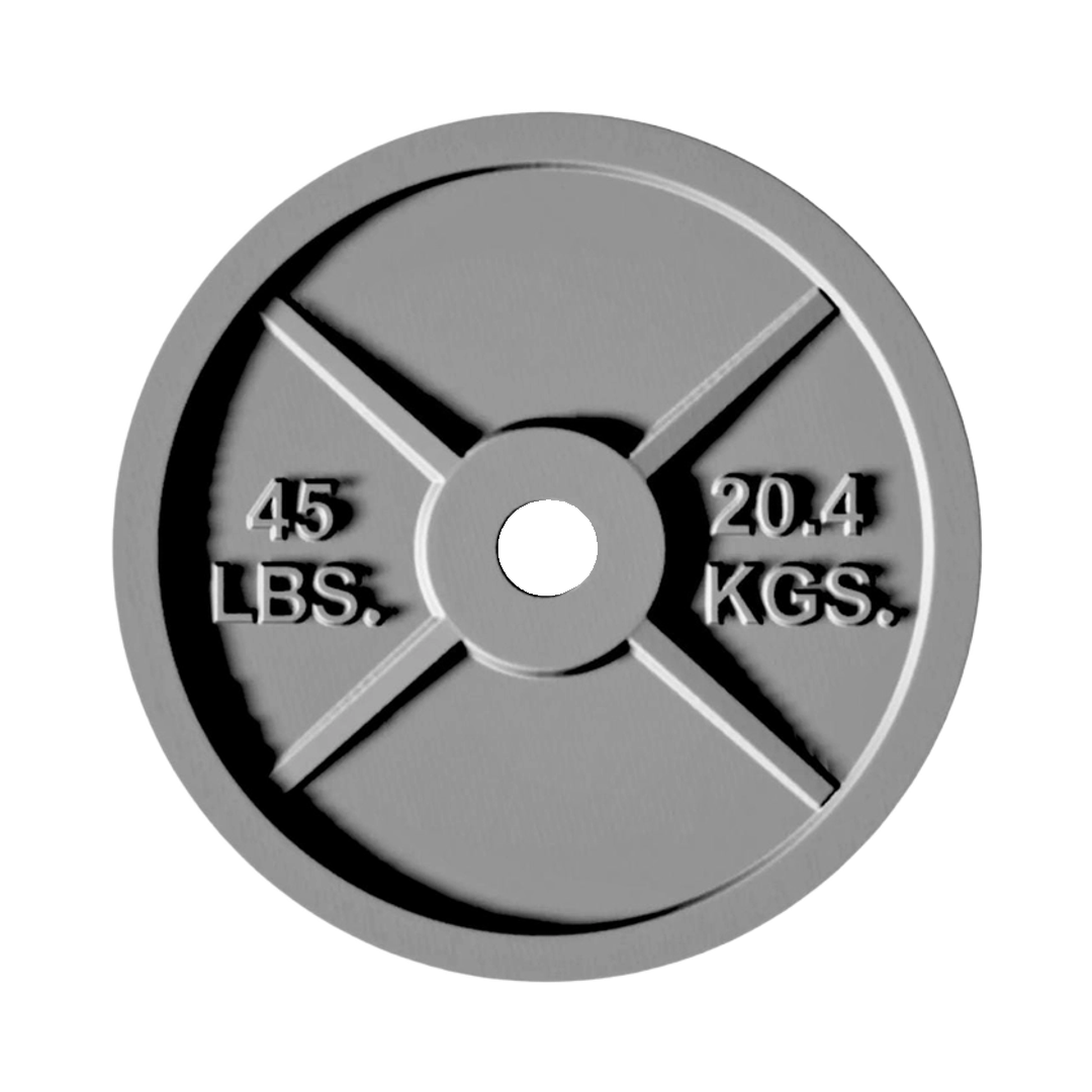 45lb Weight Plate STL file for 3D printing and CNC routing, LightBurn and Vectric ready