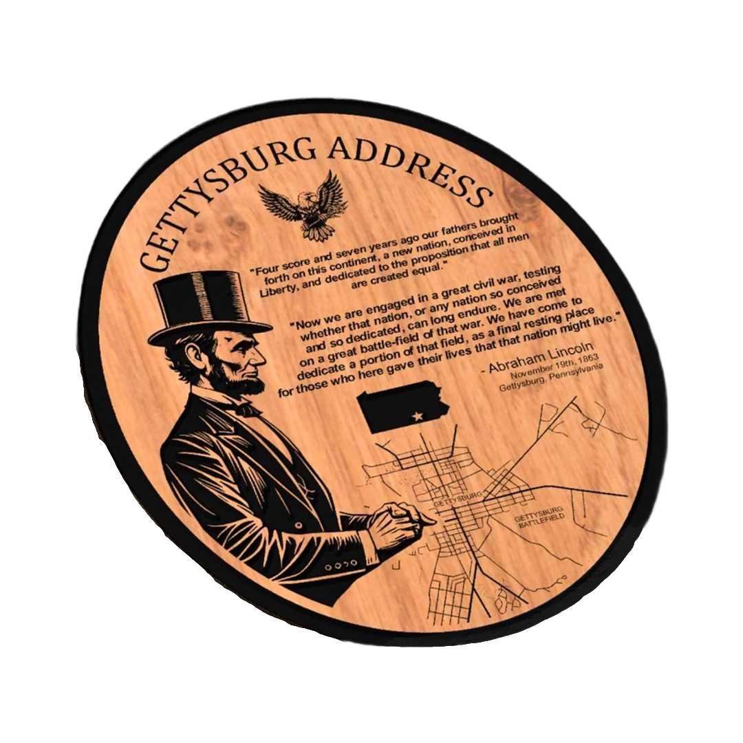 Abraham Lincoln Gettysburg Battle Map SVG file for laser cutting and CNC routing, LightBurn and Vectric ready
