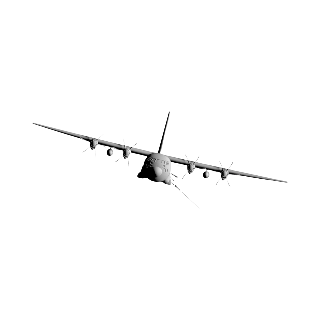AC-130 Hercules Gunship (Front View) STL file for 3D printing and CNC routing, LightBurn and Vectric ready