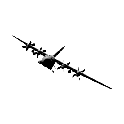 AC-130 Hercules Gunship (Front View) detail view, ready for 3D printing and CNC routing