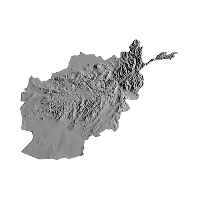 Afghanistan Terrain Map STL file for 3D printing and CNC routing, LightBurn and Vectric ready
