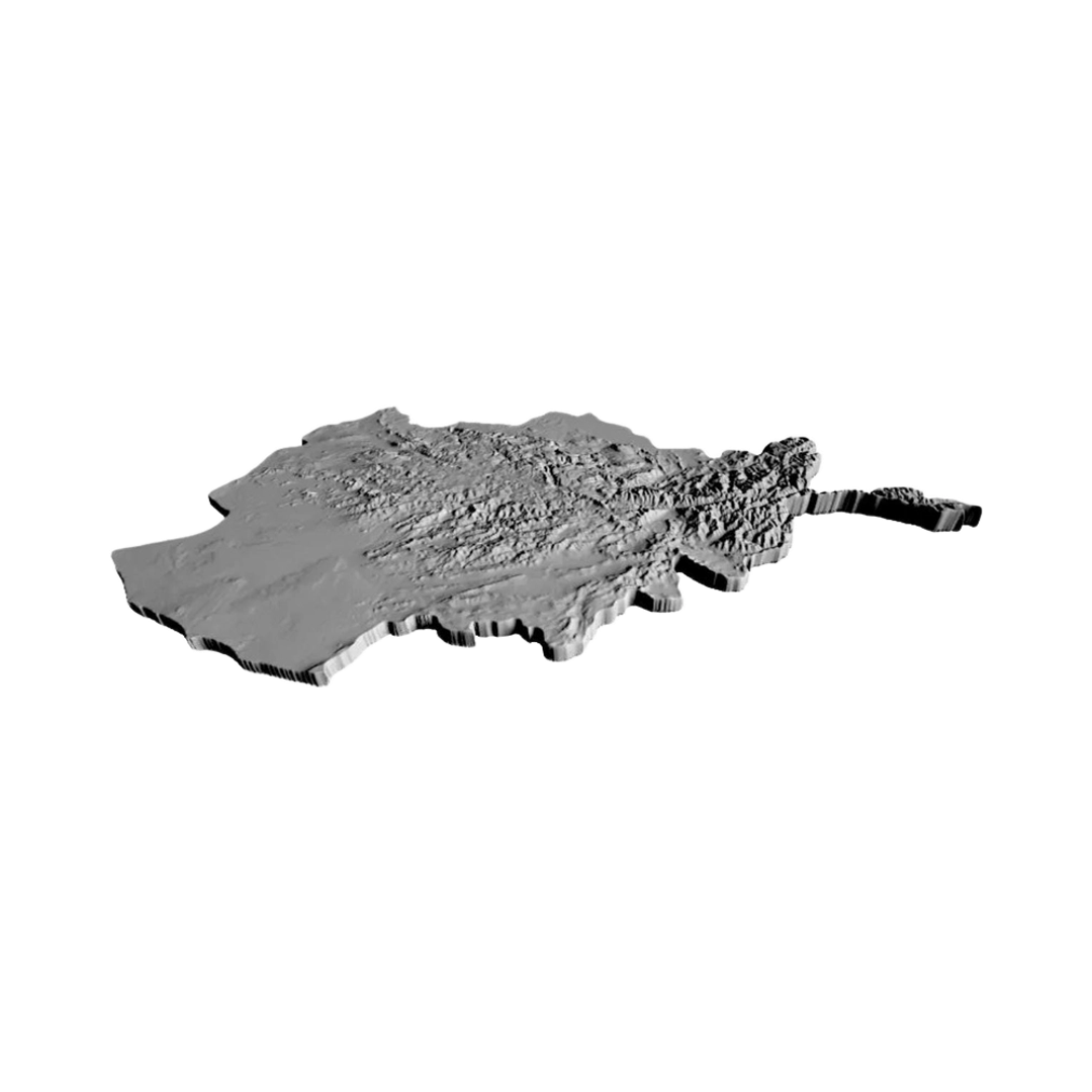 Afghanistan Terrain Map detail view, ready for 3D printing and CNC routing