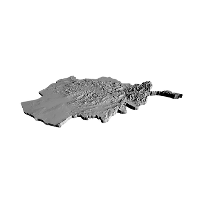 Afghanistan Terrain Map detail view, ready for 3D printing and CNC routing