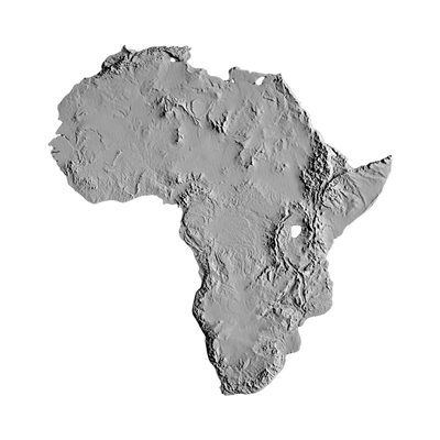 Africa Continent Terrain Map STL file for 3D printing and CNC routing, LightBurn and Vectric ready