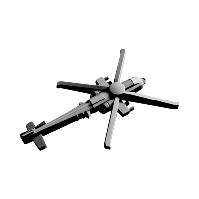 AH-64 Apache Helicopter detail view, ready for 3D printing and CNC routing